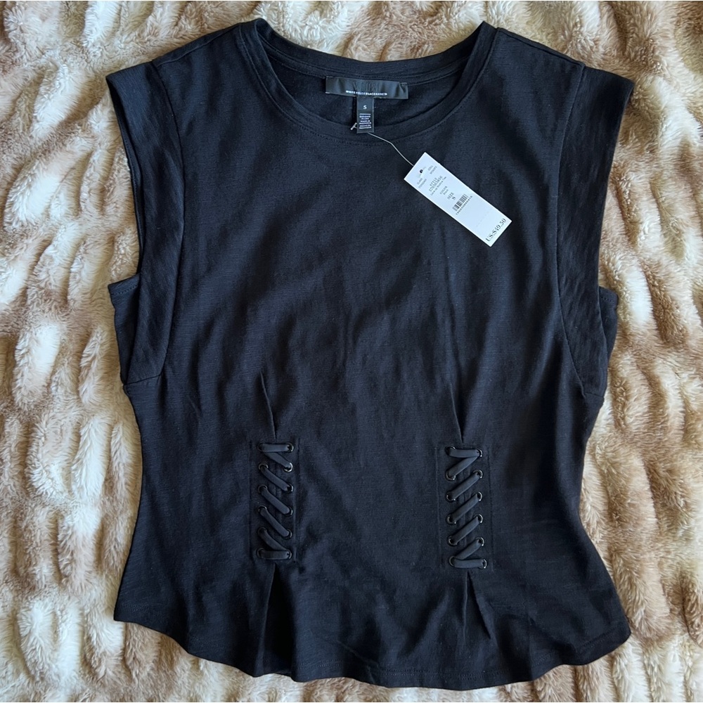 NWT White House Black Market Lace Up Bodice Tee